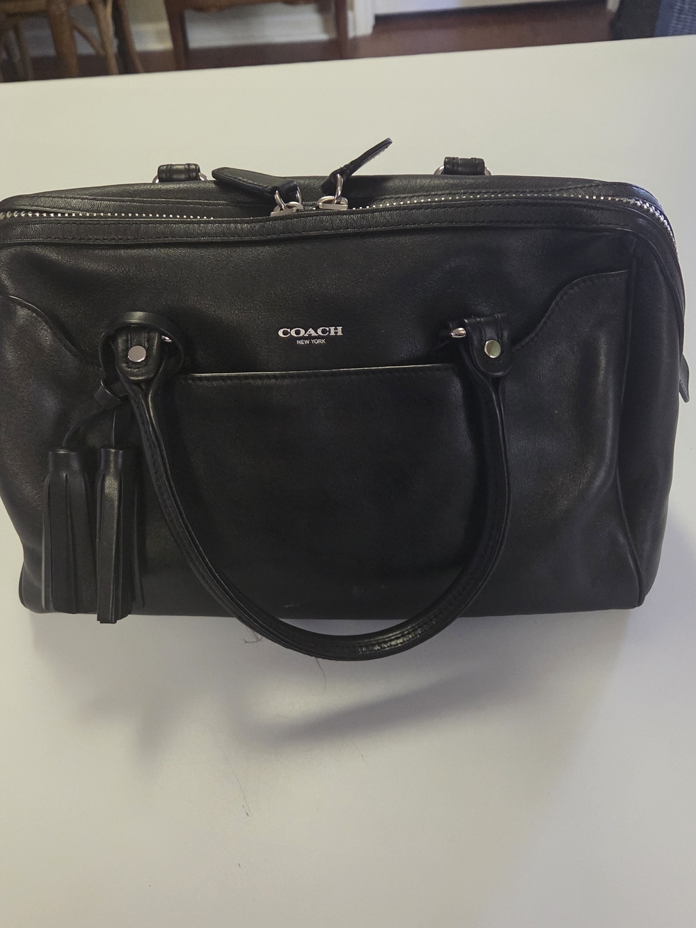 Coach Black Leather Legacy Haley Bag With Tassel